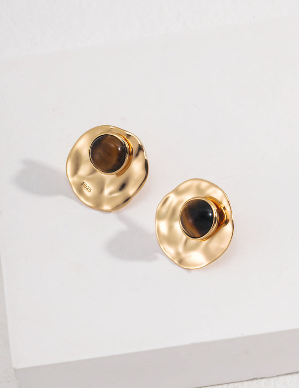 Golden Ripple Tiger Eye Earrings